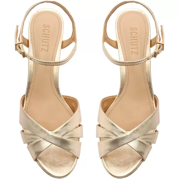 SCHUTZ Womens Keefa Platform Dress SandalPlatina Metallic Napa