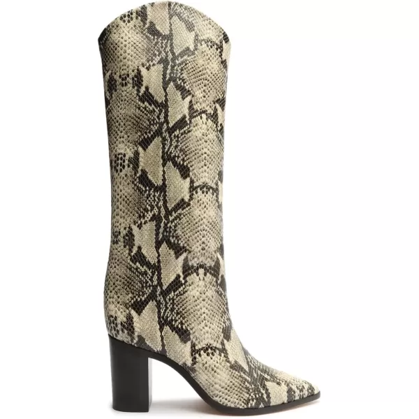 SCHUTZ Womens Maryana Block Heels Knee High BootNatural Snake