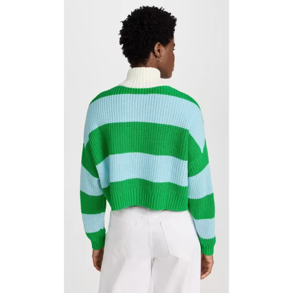 STAUD Womens Cropped Hampton SweaterGrassShallow Rugby Stripe