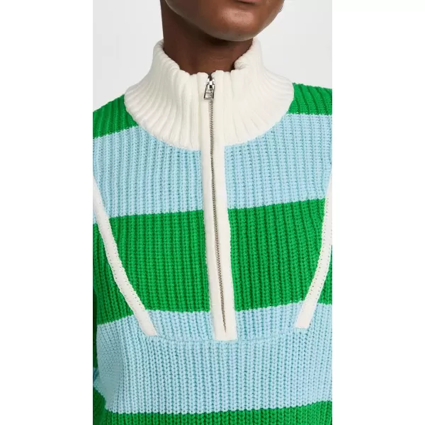 STAUD Womens Cropped Hampton SweaterGrassShallow Rugby Stripe