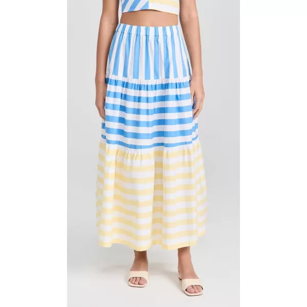 STAUD Womens Idalino SkirtButtercup Seashore Stripe