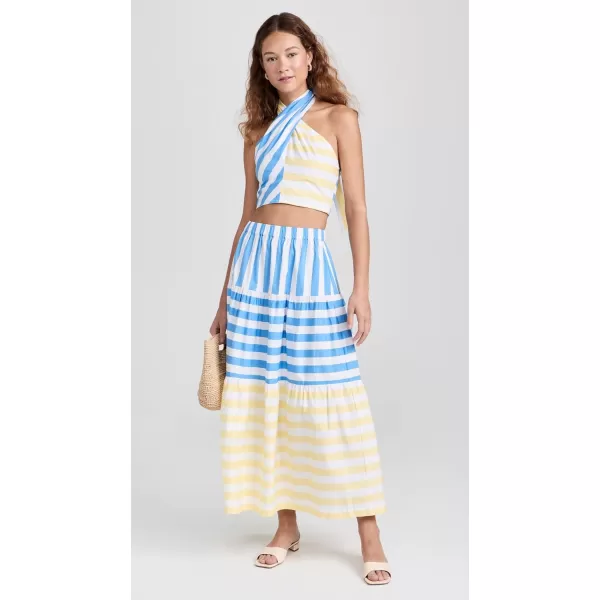 STAUD Womens Idalino SkirtButtercup Seashore Stripe