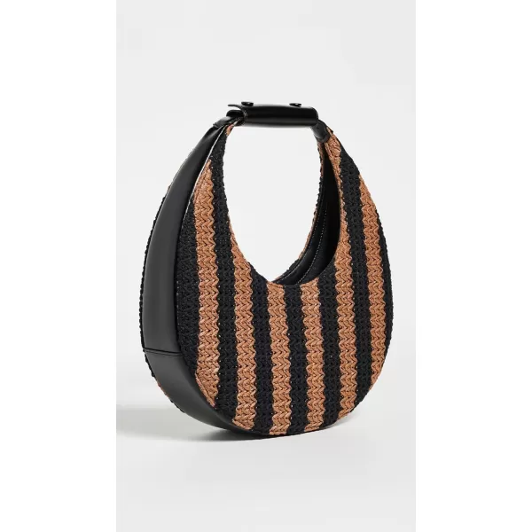 STAUD Womens Moon Tote BagBlackTan Seashore Stripe