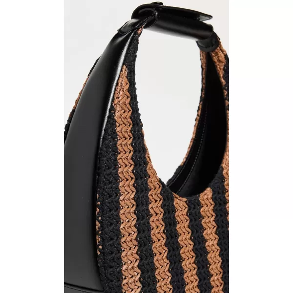 STAUD Womens Moon Tote BagBlackTan Seashore Stripe