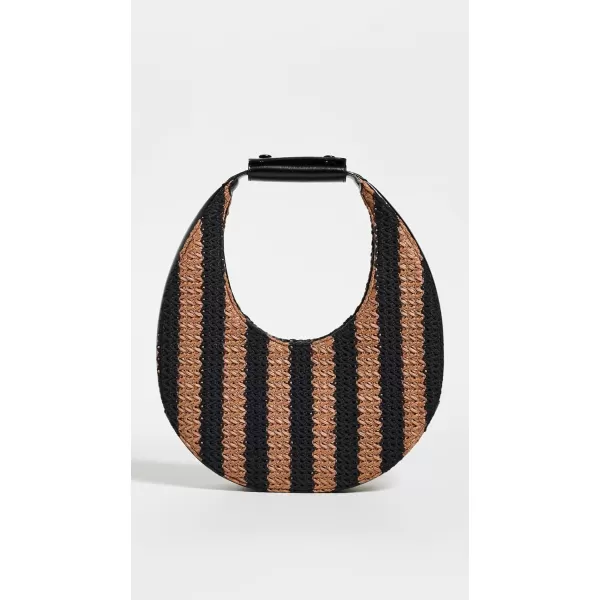 STAUD Womens Moon Tote BagBlackTan Seashore Stripe