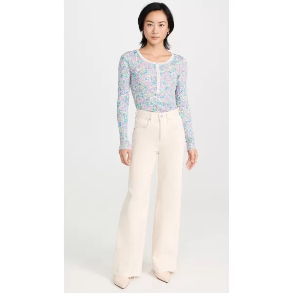 SUNDRY Womens Vida Floral HenleyOatmilk