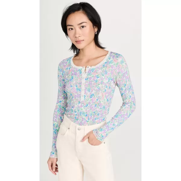 SUNDRY Womens Vida Floral HenleyOatmilk