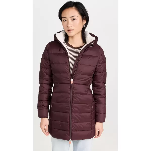 Save The Duck Womens Joanne CoatBurgundy Black