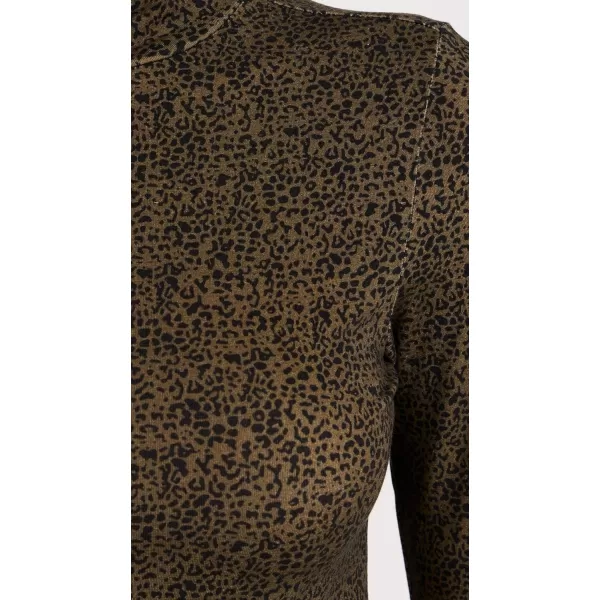 Scotch amp Soda Womens All Over Printed Mockneck Long Sleeved ShirtLeopard Spot Green