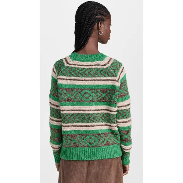 Scotch amp Soda Womens Metallic Fair Isle PulloverFrozen Mint