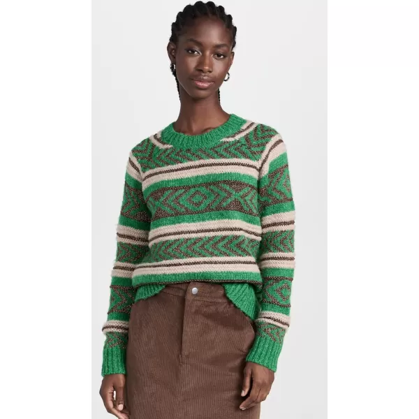 Scotch amp Soda Womens Metallic Fair Isle PulloverFrozen Mint