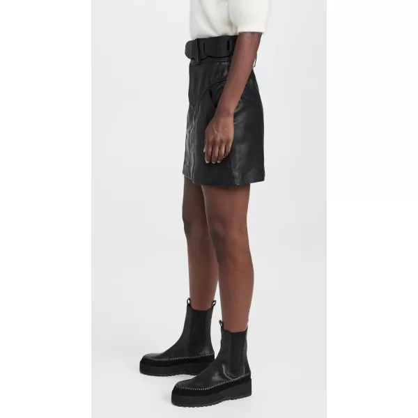 Sea Womens Cedric Leather Miniskirt WBeltBlack