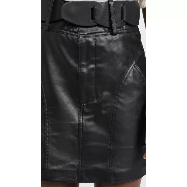 Sea Womens Cedric Leather Miniskirt WBeltBlack