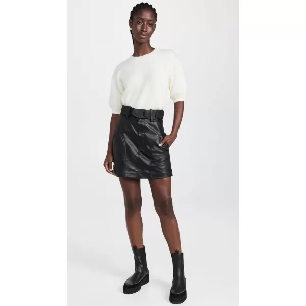 Sea Womens Cedric Leather Miniskirt WBeltBlack