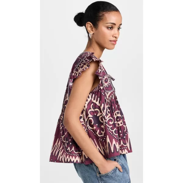 Sea Womens Charlough Print Flutter Sleeve BlouseMagenta