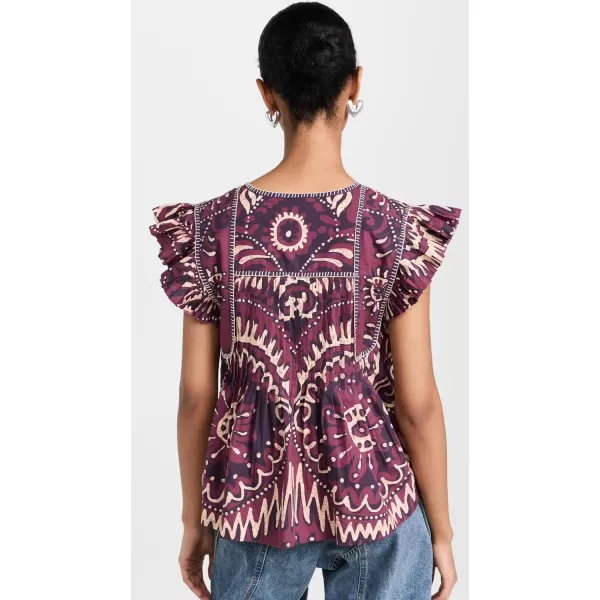 Sea Womens Charlough Print Flutter Sleeve BlouseMagenta