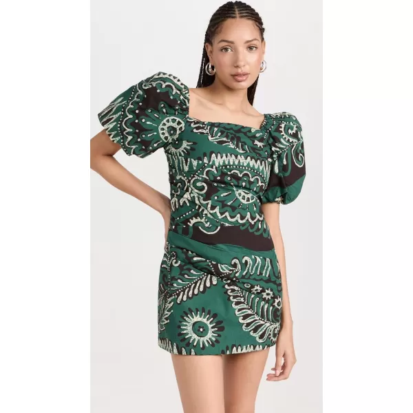 Sea Womens Charlough Print Puff Sleeve Draped DressGreen