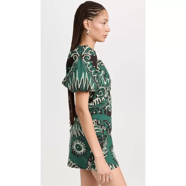 Sea Womens Charlough Print Puff Sleeve Draped DressGreen