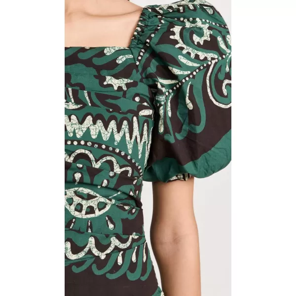 Sea Womens Charlough Print Puff Sleeve Draped DressGreen