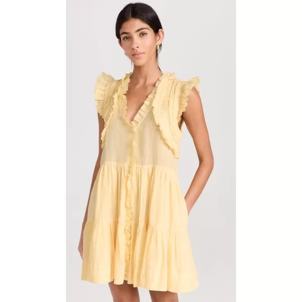 Sea Womens Cole Smocked Flutter Sleeve DressYellow