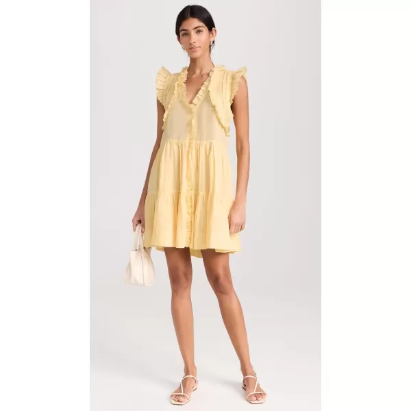 Sea Womens Cole Smocked Flutter Sleeve DressYellow