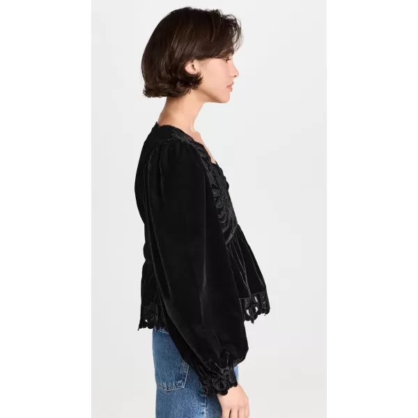 Sea Womens Dana Embroidery Velvet TopBlack