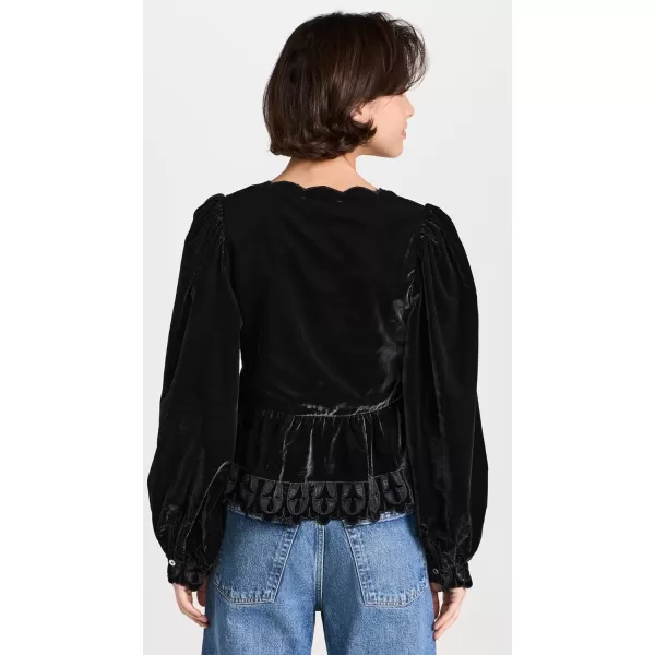 Sea Womens Dana Embroidery Velvet TopBlack