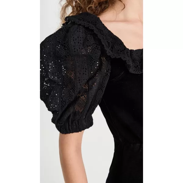 Sea Womens Eliana Embroidery Puff Sleeve DressBlack