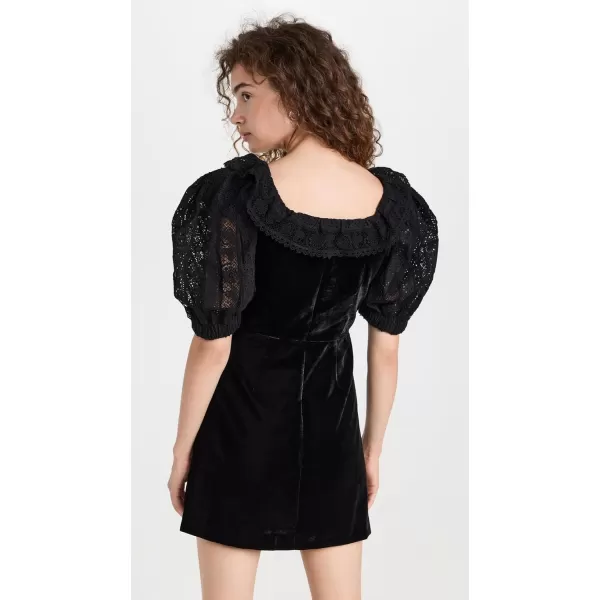 Sea Womens Eliana Embroidery Puff Sleeve DressBlack