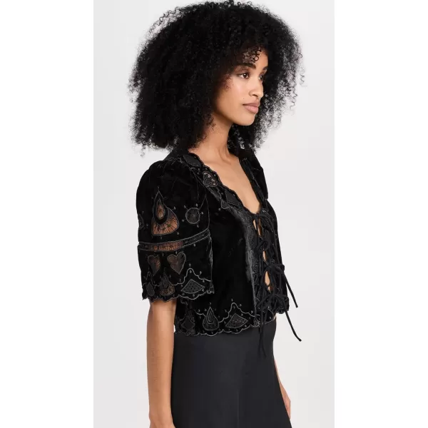 Sea Womens Eliana Embroidery Tie Front TopBlack