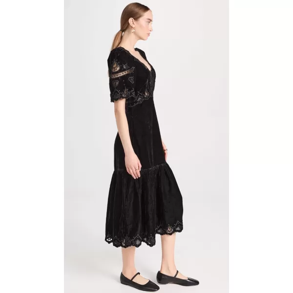 Sea Womens Eliana Embroidery V Neck DressBlack