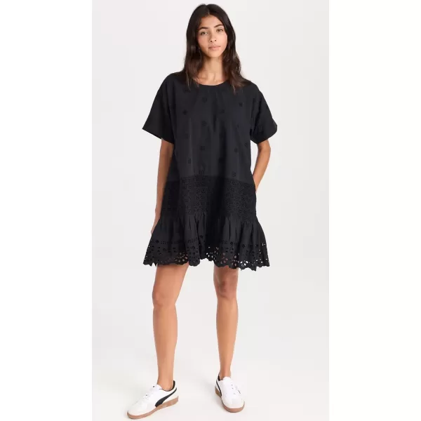 Sea Womens Elysse Embroidery Short Sleeve Tunic DressBlack