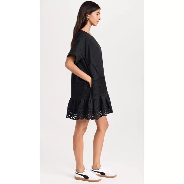 Sea Womens Elysse Embroidery Short Sleeve Tunic DressBlack