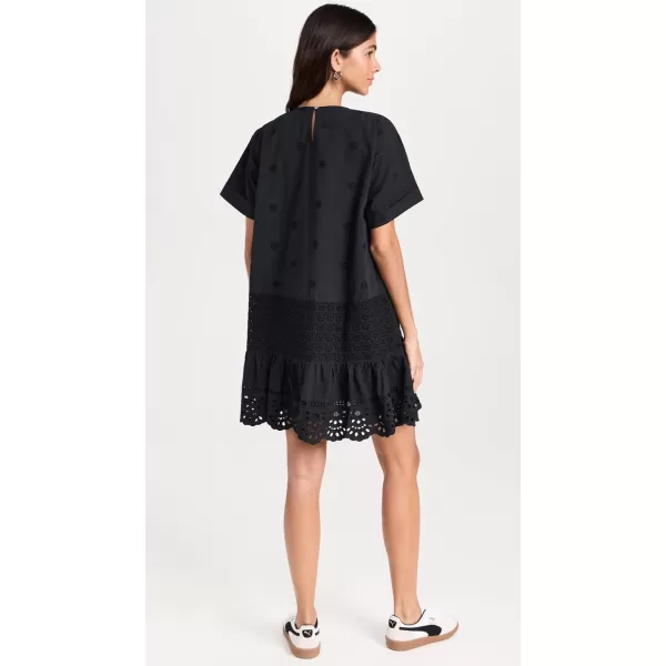 Sea Womens Elysse Embroidery Short Sleeve Tunic DressBlack