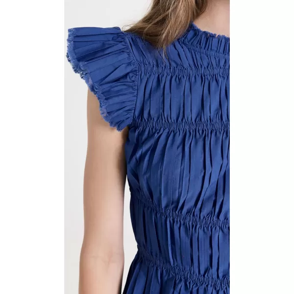 Sea Womens Greir Pleating Flutter Sleeve TopBlue