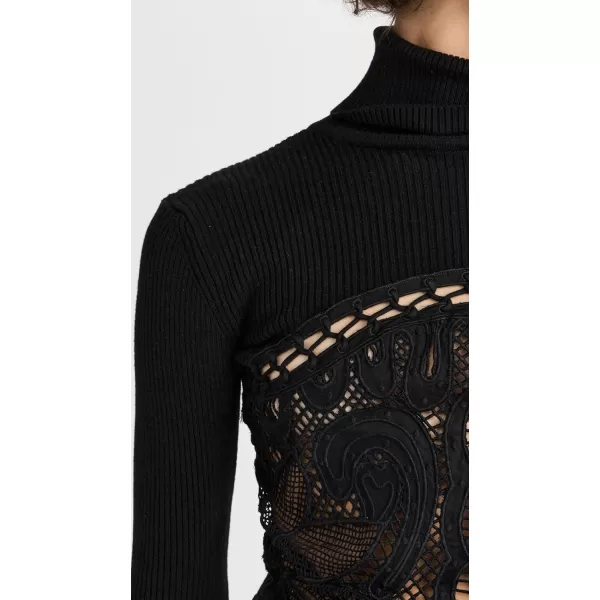 Sea Womens Liesel Embroidery Long Sleeve Combo TopBlack