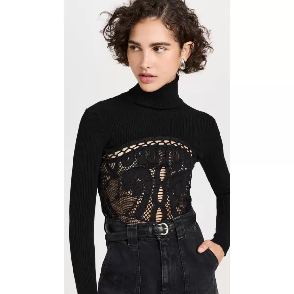 Sea Womens Liesel Embroidery Long Sleeve Combo TopBlack