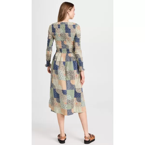 Sea Womens Louie Patchwork Smocked DressMulti