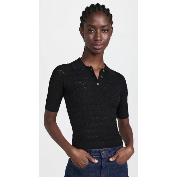 Sea Womens Rue Fine Gauge Knit Polo SweaterBlack