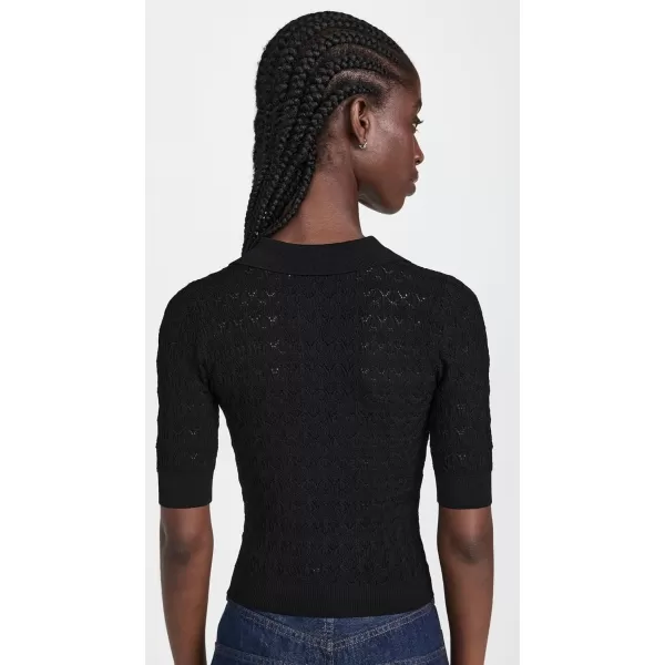 Sea Womens Rue Fine Gauge Knit Polo SweaterBlack