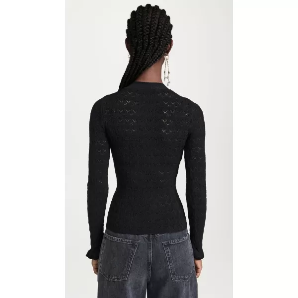 Sea Womens Rue Fine Knit Gauge Knit High Neck SweaterBlack