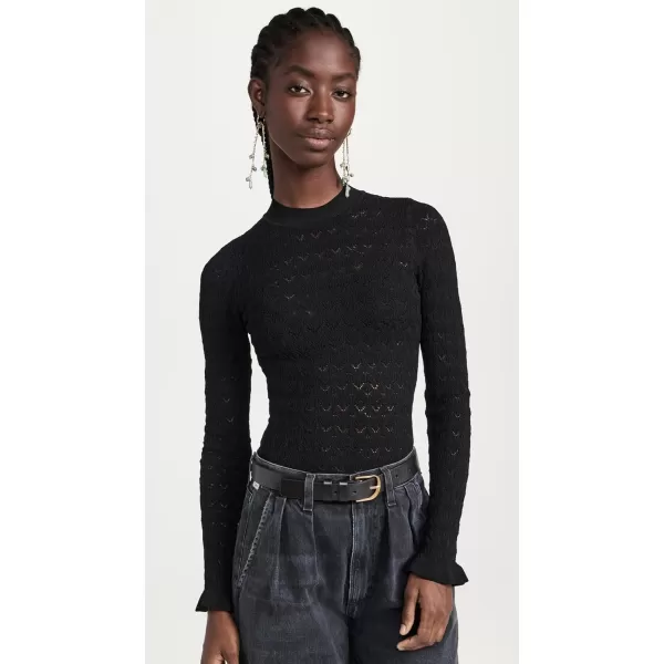 Sea Womens Rue Fine Knit Gauge Knit High Neck SweaterBlack