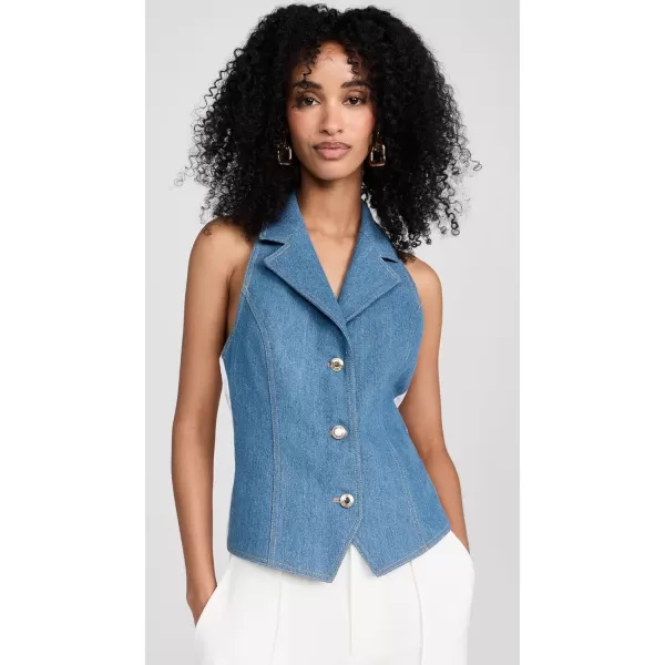 Sergio Hudson Womens Classic VestMedium Wash