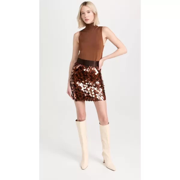 Sergio Hudson Womens Paillette MiniskirtChocolateOrange Paillettes