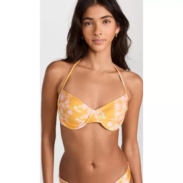 Shoshanna Womens Bra Halter Bikini TopSunset Yellow