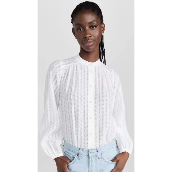 Shoshanna Womens Cameron Cotton Stripe Burnout TopOptic White