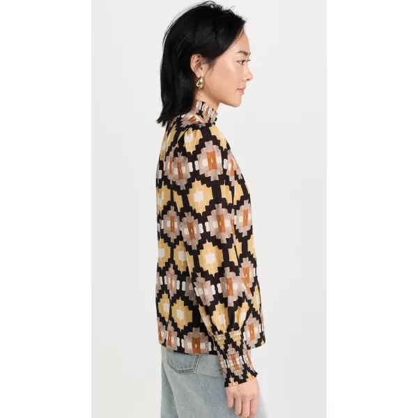 Shoshanna Womens Palma High Neck Printed TopAmber Multi