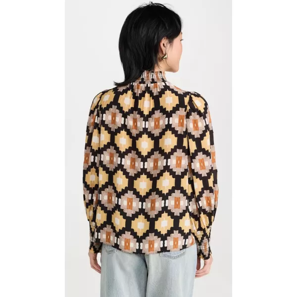 Shoshanna Womens Palma High Neck Printed TopAmber Multi