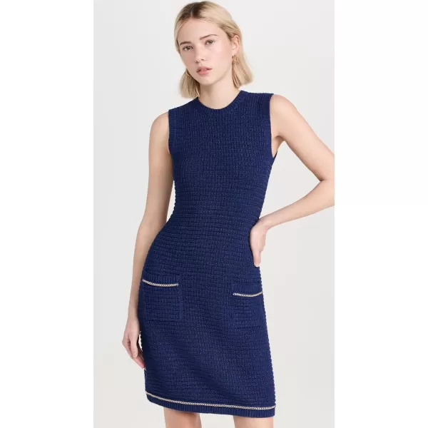 Shoshanna Womens Saige Chain Knit DressDeep Blue