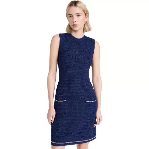 Shoshanna Womens Saige Chain Knit DressDeep Blue